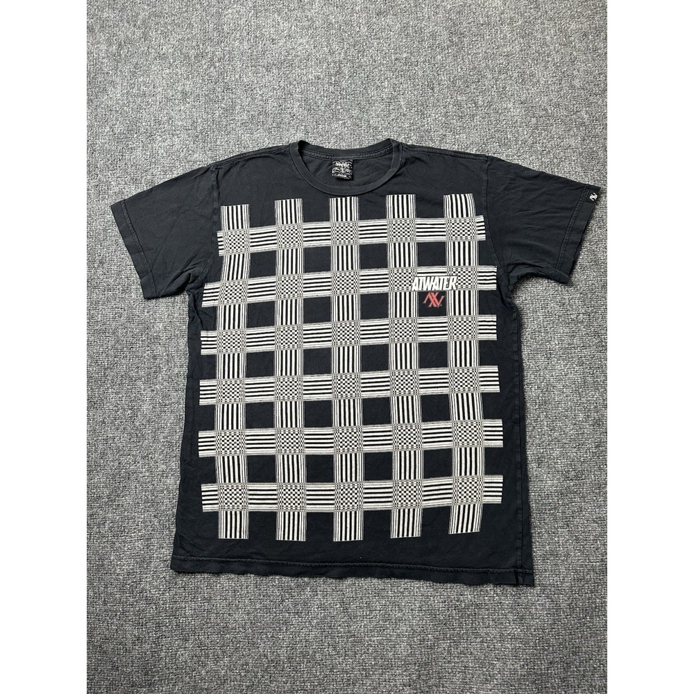 Mens Tee Atwater Black Grid Graphic Streetwear Made in USA, Size‎ L